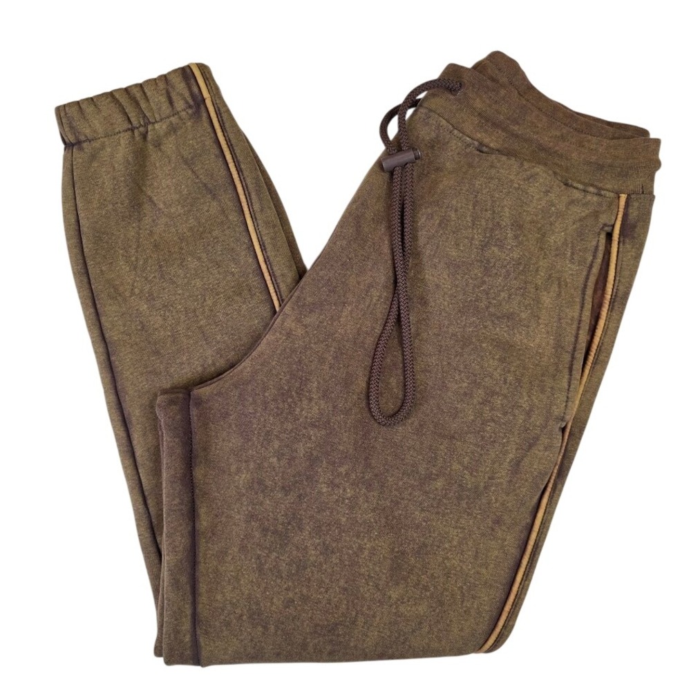 ALPHALETE Mens Size S Jogger Sweatpants Olive Green Acid Distressed Athletic Fit
